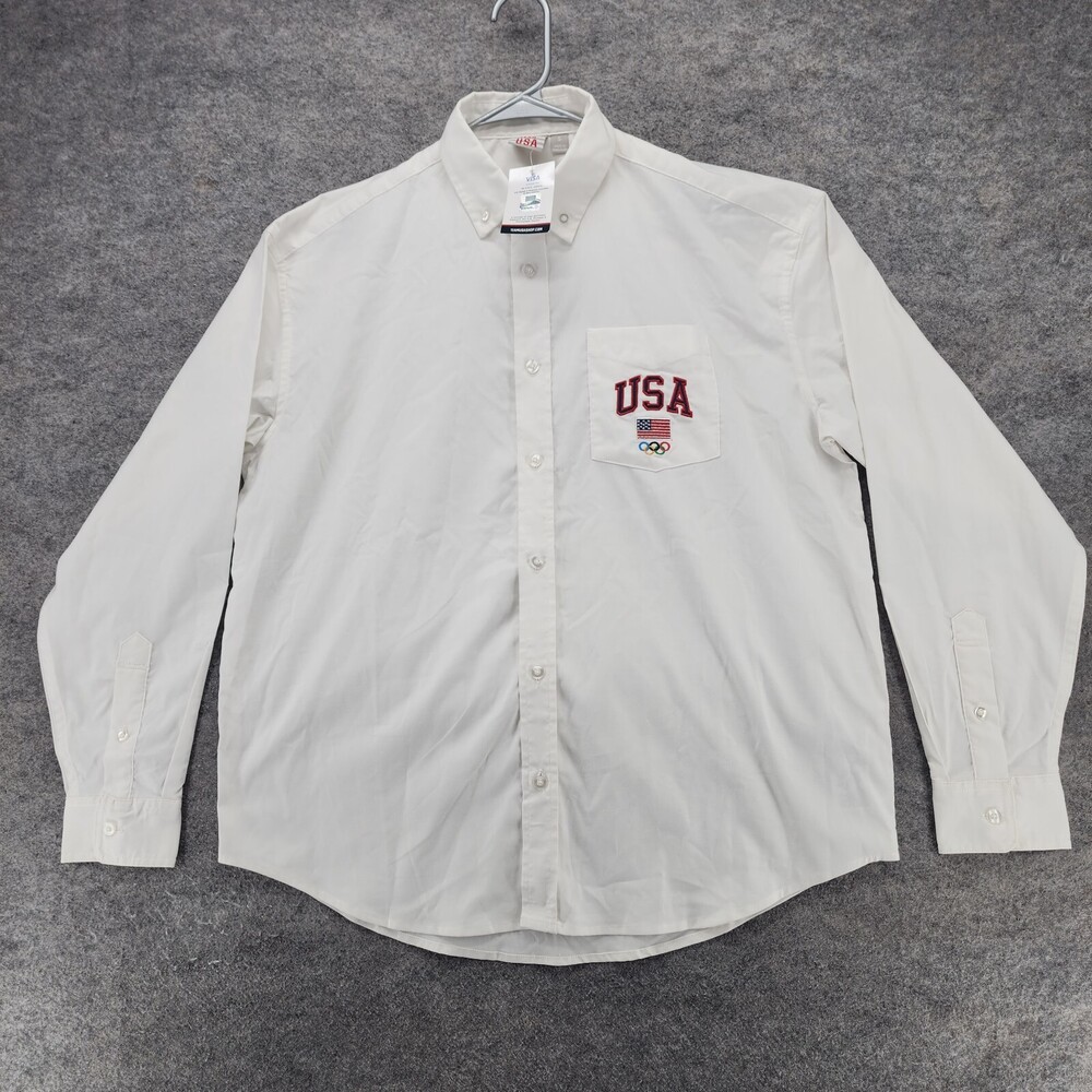 GAP Team USA Shirt Mens Small Button Down Long Sleeve White Olympics
